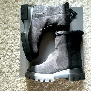 Aquatalia Black Suede Weatherproof Booties.